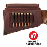Allen Westcliff Leather Buttstock Cartridge Carrier with Cheek Piece - Brown