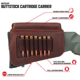 Allen Westcliff Leather Buttstock Cartridge Carrier with Cheek Piece - Brown