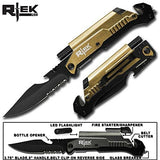 Rtek USA  5" Tactical Assist Open 7 in 1 Rescue Pocket Knife with LED Light