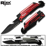 Rtek USA  5" Tactical Assist Open 7 in 1 Rescue Pocket Knife with LED Light