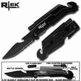 Rtek USA  5" Tactical Assist Open 7 in 1 Rescue Pocket Knife with LED Light
