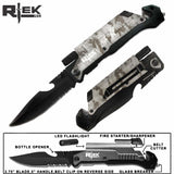 Rtek USA  5" Tactical Assist Open 7 in 1 Rescue Pocket Knife with LED Light