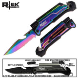 Rtek USA  5" Tactical Assist Open 7 in 1 Rescue Pocket Knife with LED Light