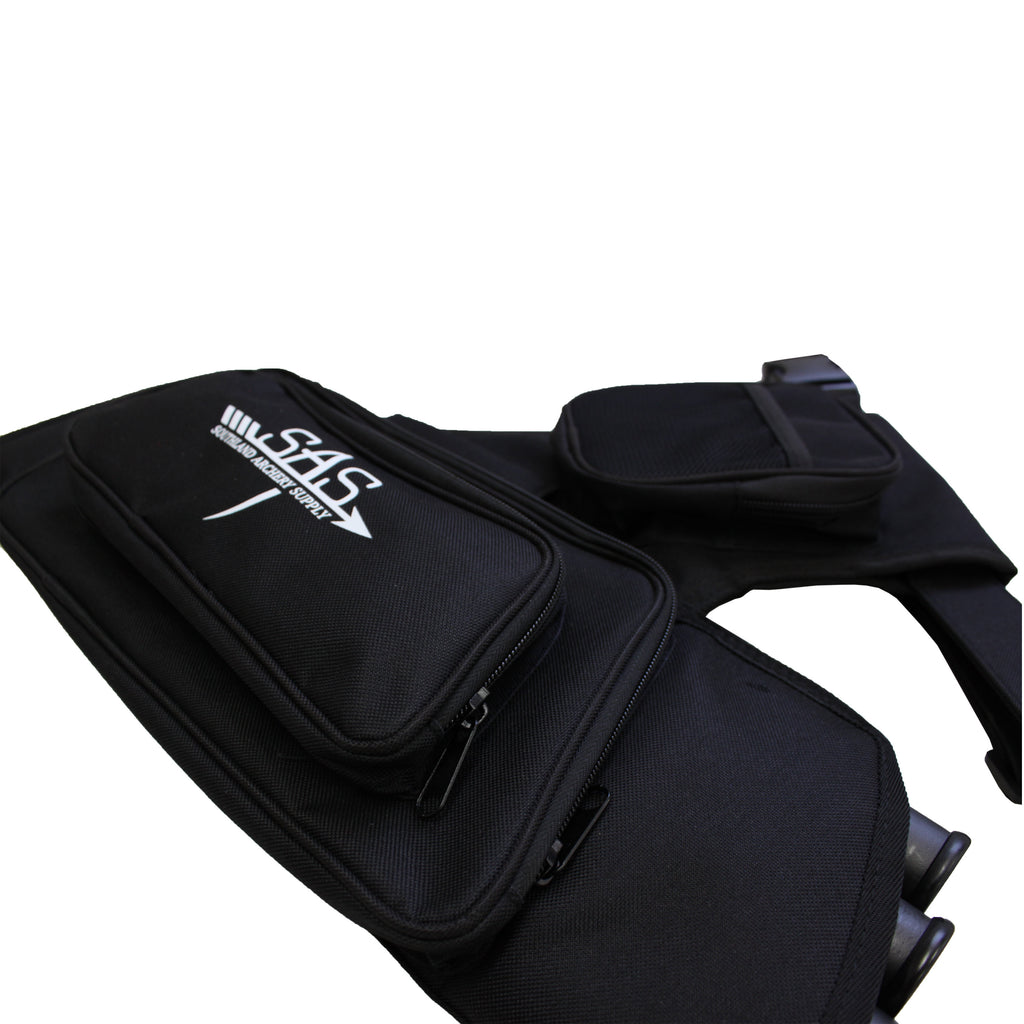 SAS 4 Tube Archery Arrow Target Quiver with Accessory Pockets and Wais