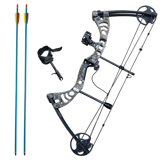SAS Scorpii 55lbs Bow Kit w/ Arrow Rest, Sight, Release, Arrows Camo - Open Box