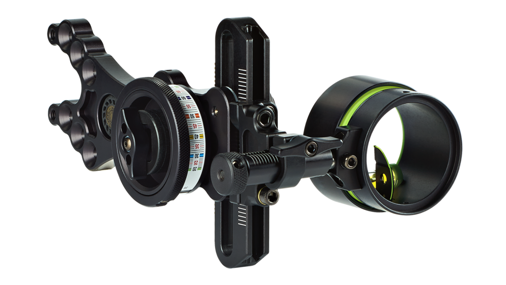 HHA Sports Bow Sight Tetra Max Dial .010 1 Pin Green 1 5/8″ Dia Righ