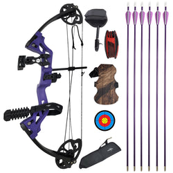 SAS Hero Junior Kid Youth Compound Bow Package 10-25 LBS Purple RH - Used