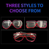 Luminous Glasses for Party Glow at Night Concert Cold Light Disco EDC - 3/Pack