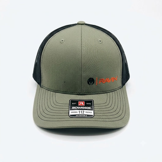 Ravin Logo Black HatRaven Hat Richardson 112 Trucker Cap - Olive, Black