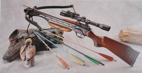 SAS Cobra 150 Lbs Wood Crossbow with Scope and Pack of Metal Arrows