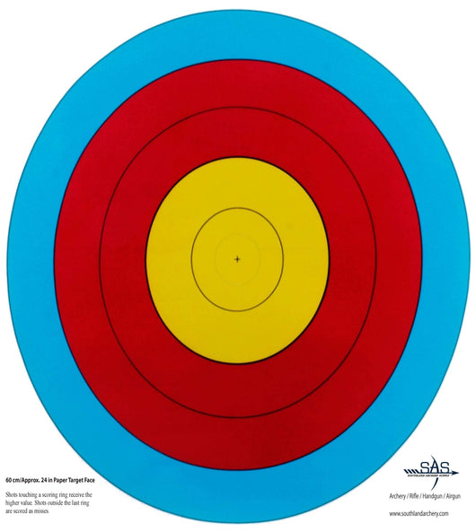 SAS High Quality 5-Ring Paper Target Face Archery Range Approx. 60 cm / 24 in.