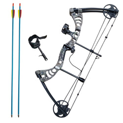 SAS Scorpii 55lbs Bow Kit w/ Arrow Rest, Sight, Release, and Arrows - Black/Camo