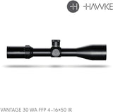 Hawke Vantage 30 WA FFP Riflescope 4-16×50/6-24x50 Half Mil Dot Reticle - Black