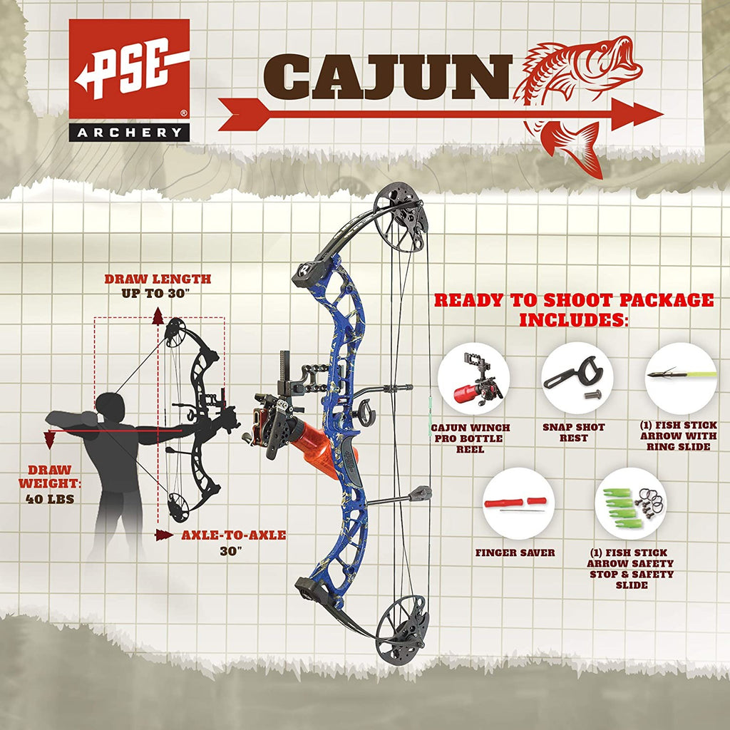 PSE Archery D3 Bowfishing Compound Bow Cajun Package 30" 40 Lbs Righ Southlandarchery