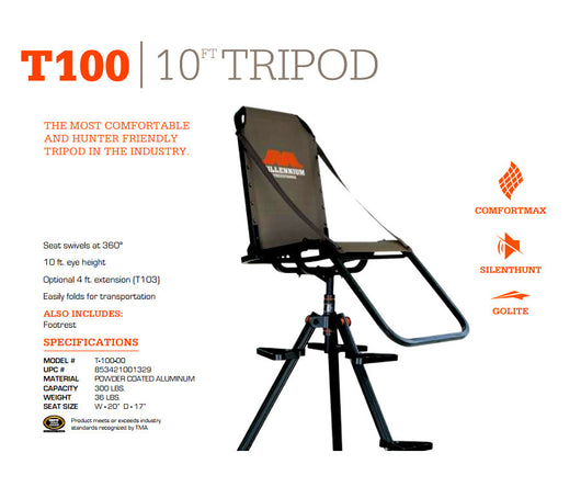 Millennium Treestands T-100 10 ft Aluminum Tripod – Southlandarchery